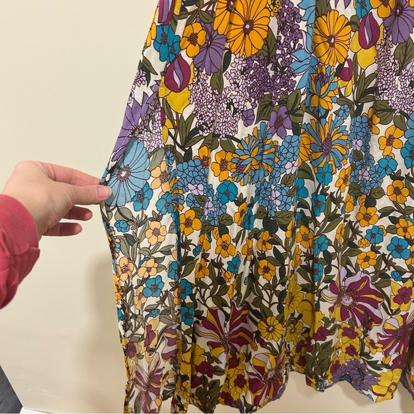 NATURAL LIFE Patti Side Slit Maxi Dress Multicolored Retro Floral Size Large - Picture 4 of 7